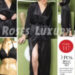 Roses Luxury 3-Piece Bridal Nightwear Set – Red | Code 117