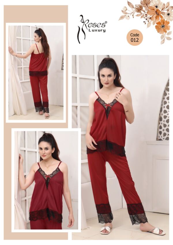 Roses Luxury 2-Piece Women’s Nightwear Pajama Set – Black | Code 012