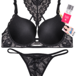 Elegant Crimson Lace Lingerie Set – Push-Up Bra & Matching Thong