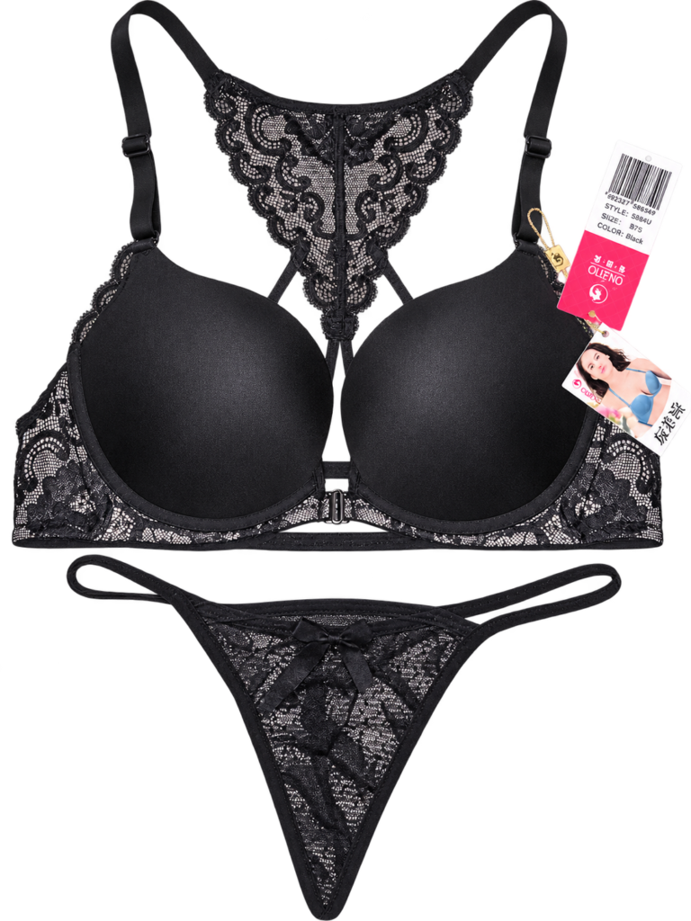 Elegant Crimson Lace Lingerie Set – Push-Up Bra & Matching Thong